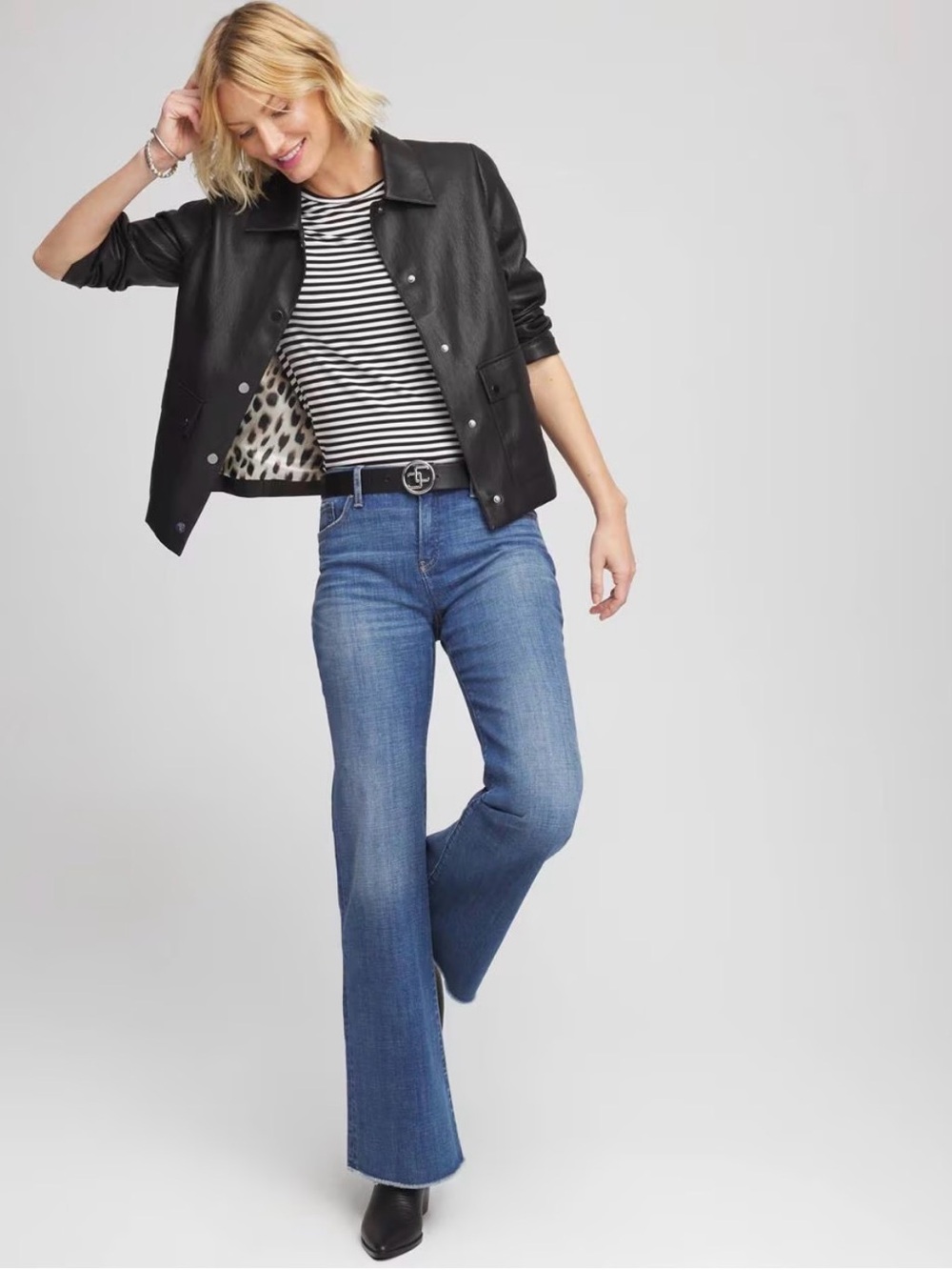 Chicos NEW Snap Front Faux Leather Jacket 4 XL - Picture 2 of 8